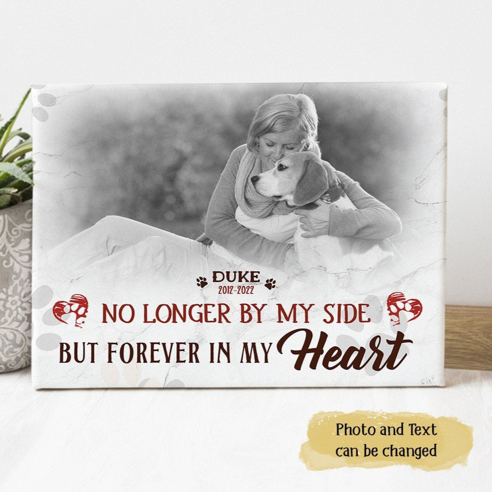 No Longer By My Side But Forever In My Heart Losing Dog Quote | Custom Dog Memorial Canvas Print