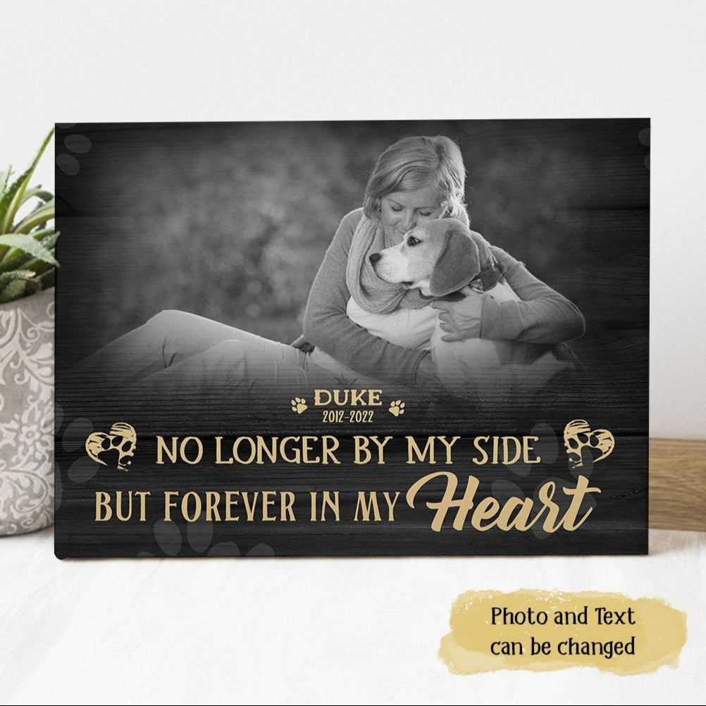 No Longer By My Side But Forever In My Heart Losing Dog Quote | Custom Dog Memorial Canvas Print