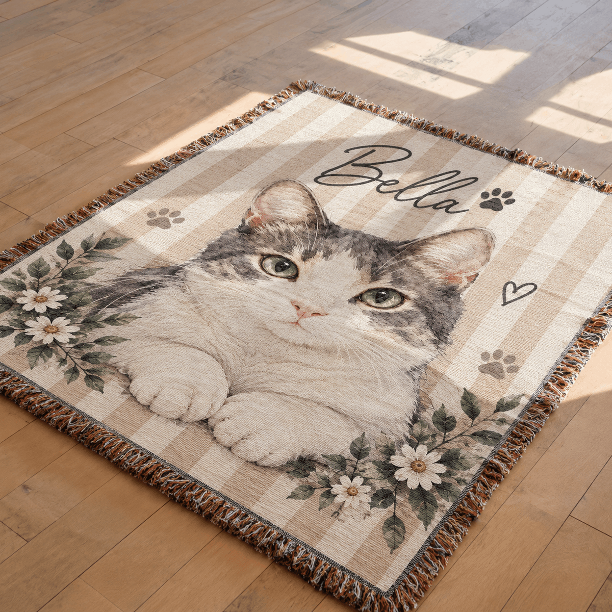 Personalized Custom Photo Cat Tapestry Blanket