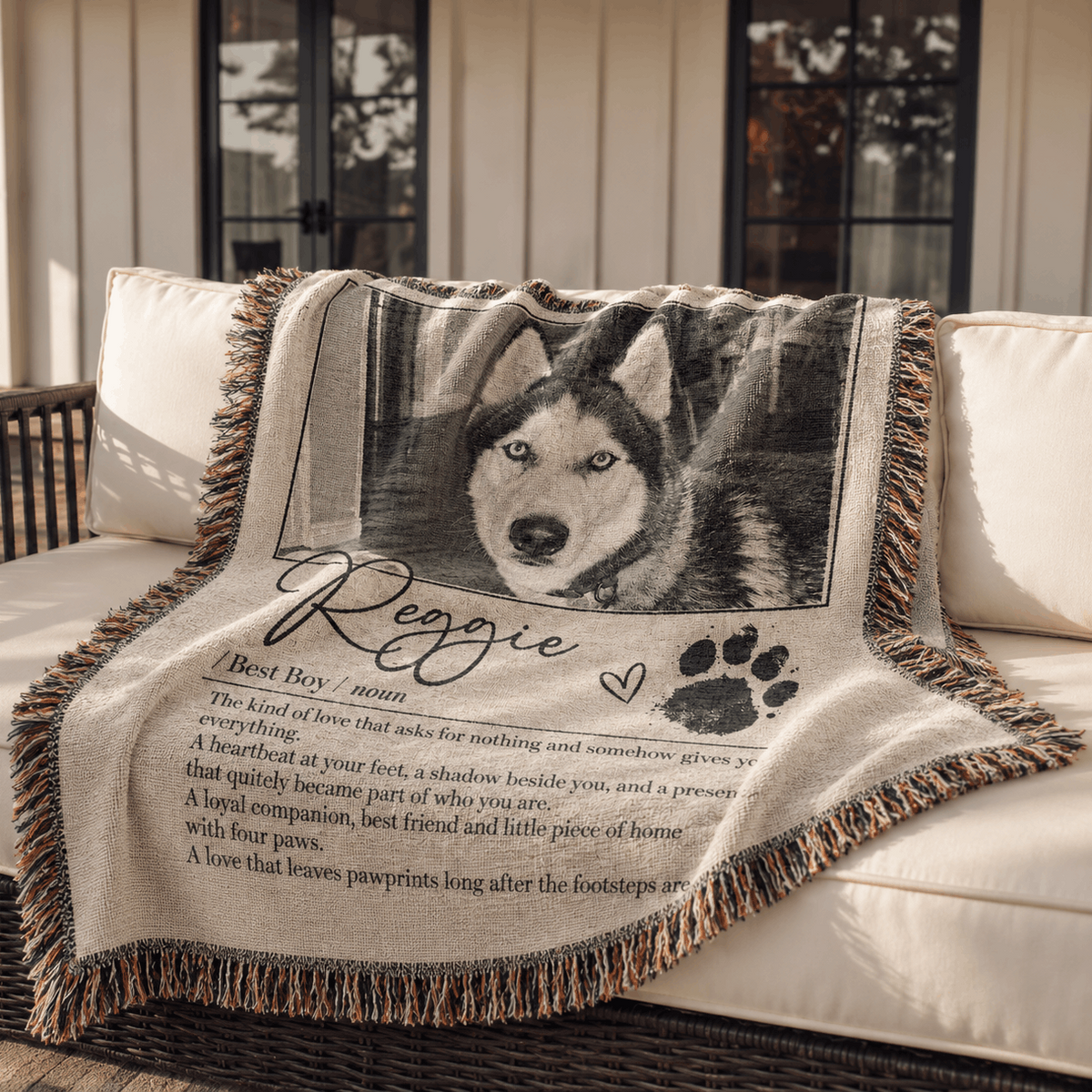 Personalized Custom Photo Dog Tapestry Blanket