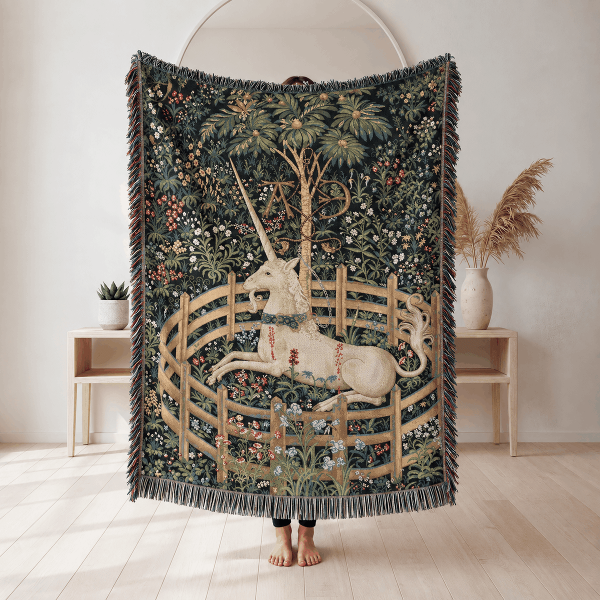 The Unicorn In Captivity Tapestry | Unicorn Hunt Tapestry