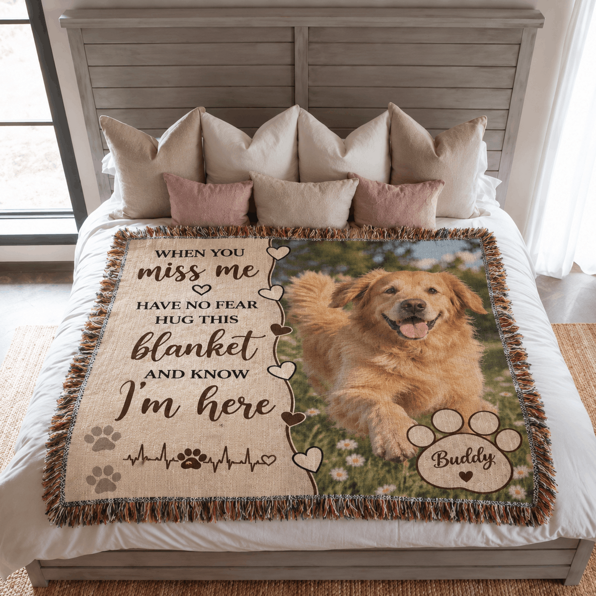 Personalized Custom Photo Memorial Dog Tapestry Blanket