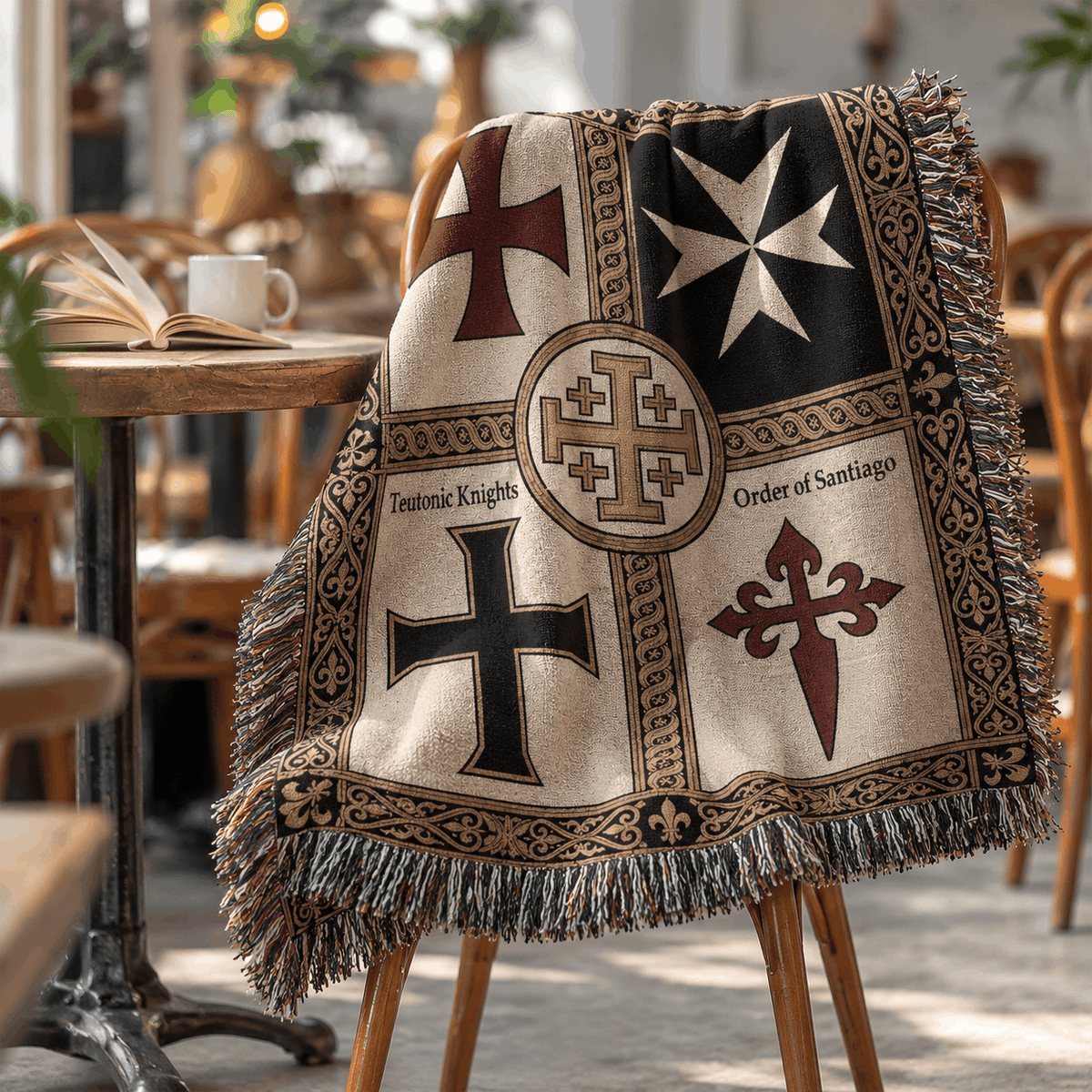 Knights Templar Woven Blanket | Crusader Orders Medieval Tapestry