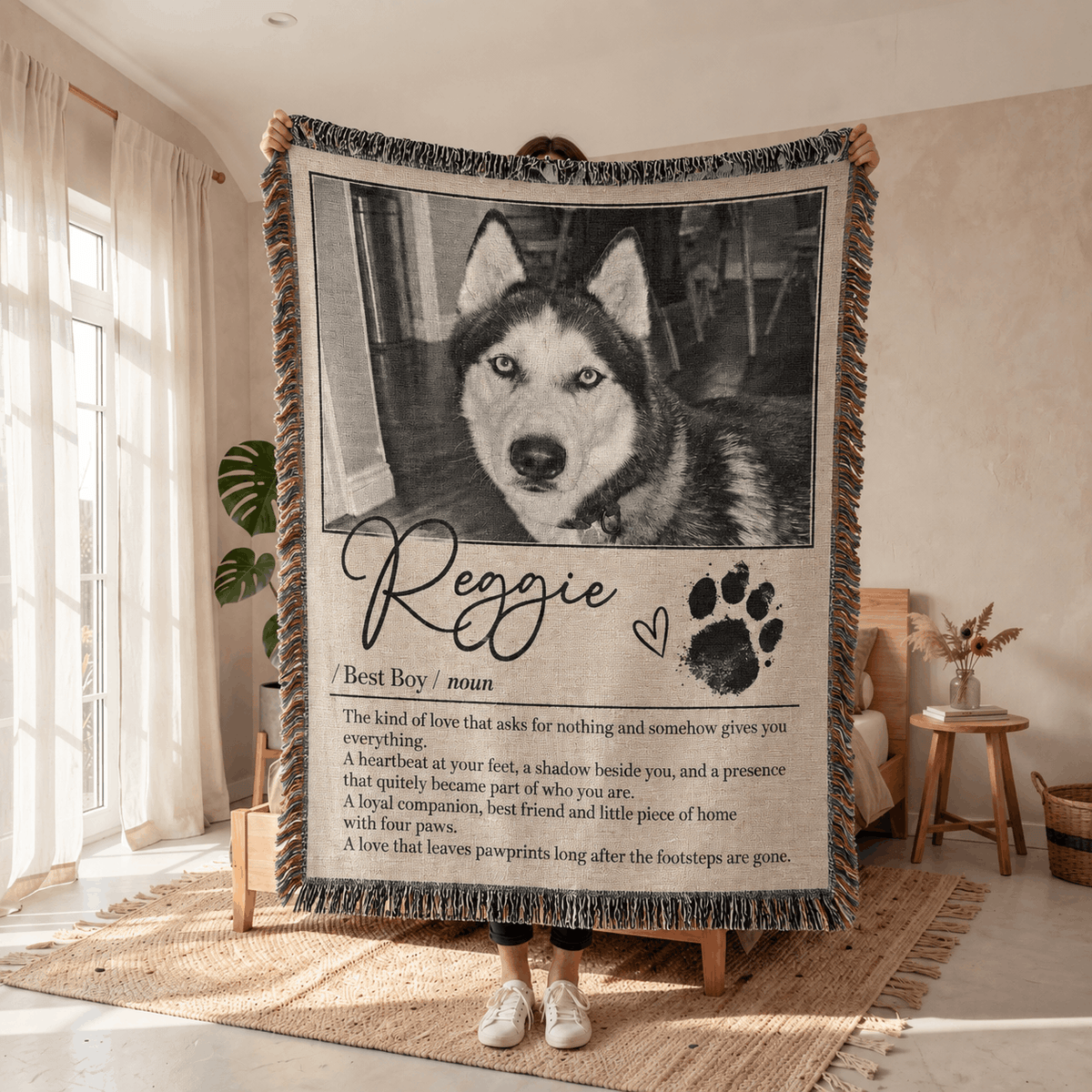 Personalized Custom Photo Dog Tapestry Blanket
