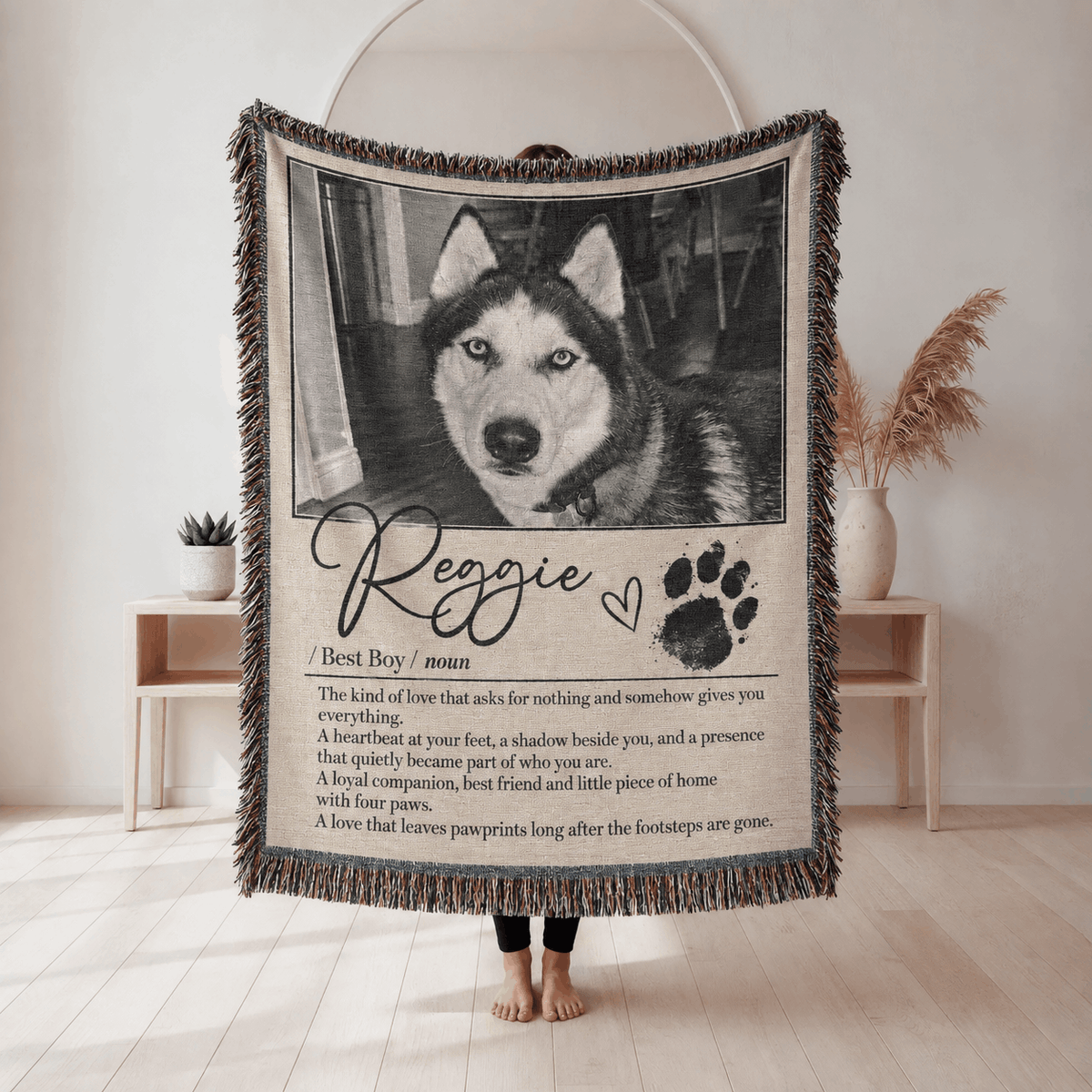 Personalized Custom Photo Dog Tapestry Blanket