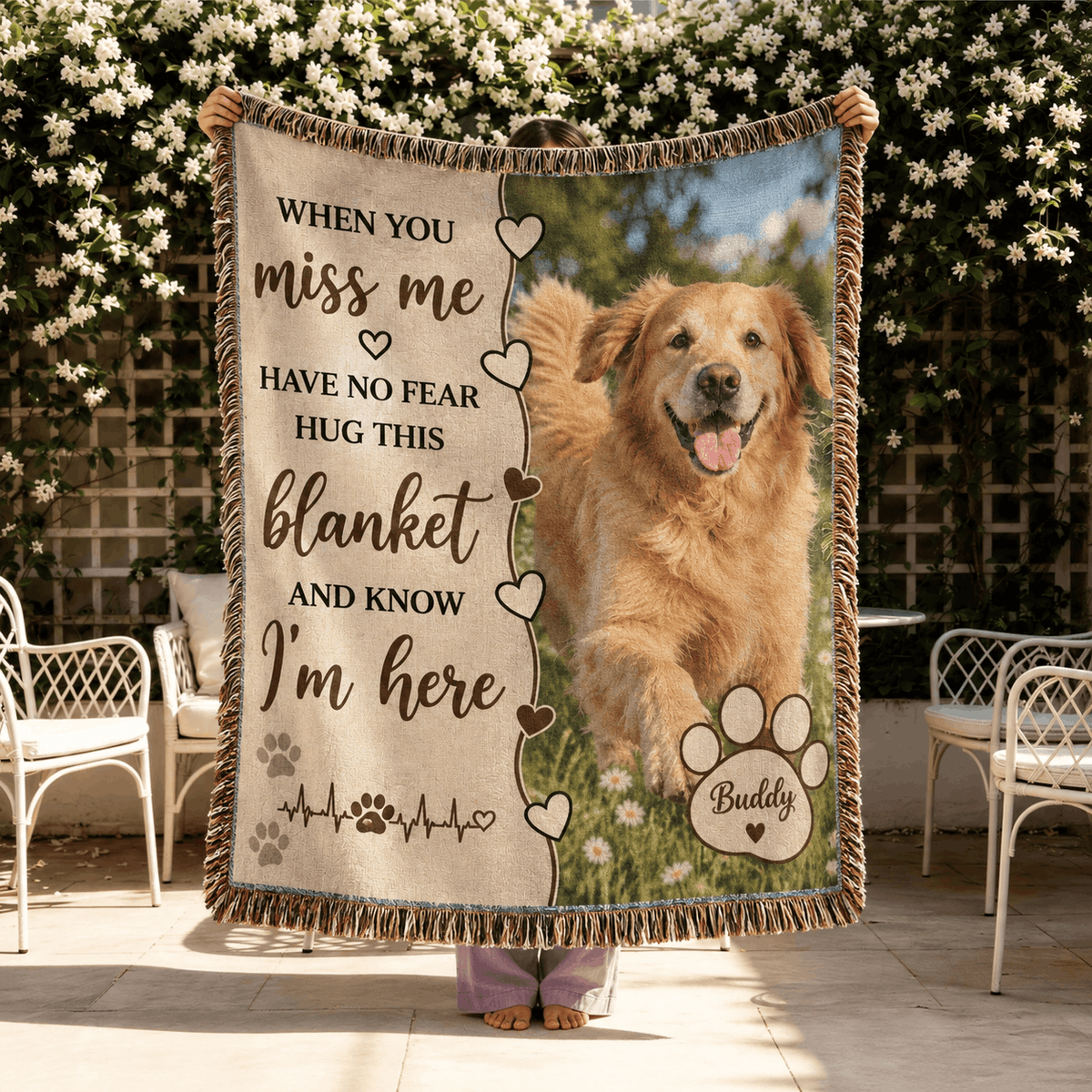 Personalized Custom Photo Memorial Dog Tapestry Blanket