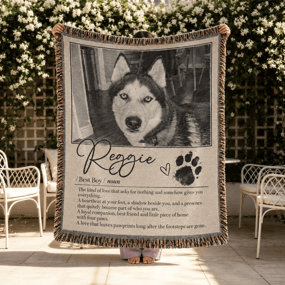 Personalized Custom Photo Dog Tapestry Blanket