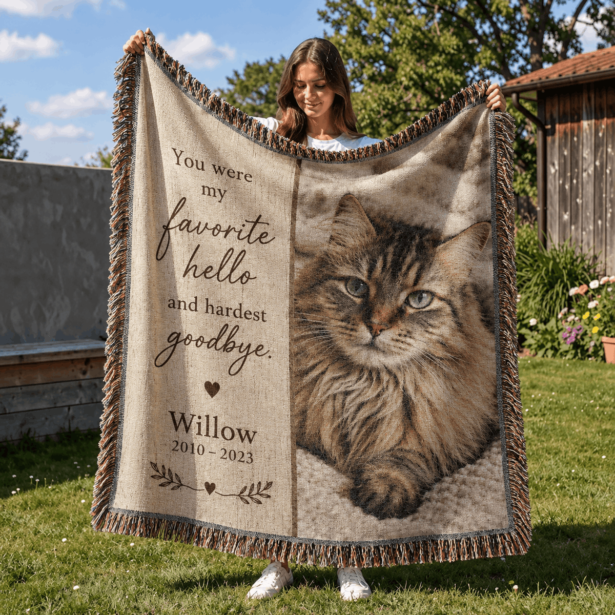 Personalized Custom Photo Cat Tapestry Blanket