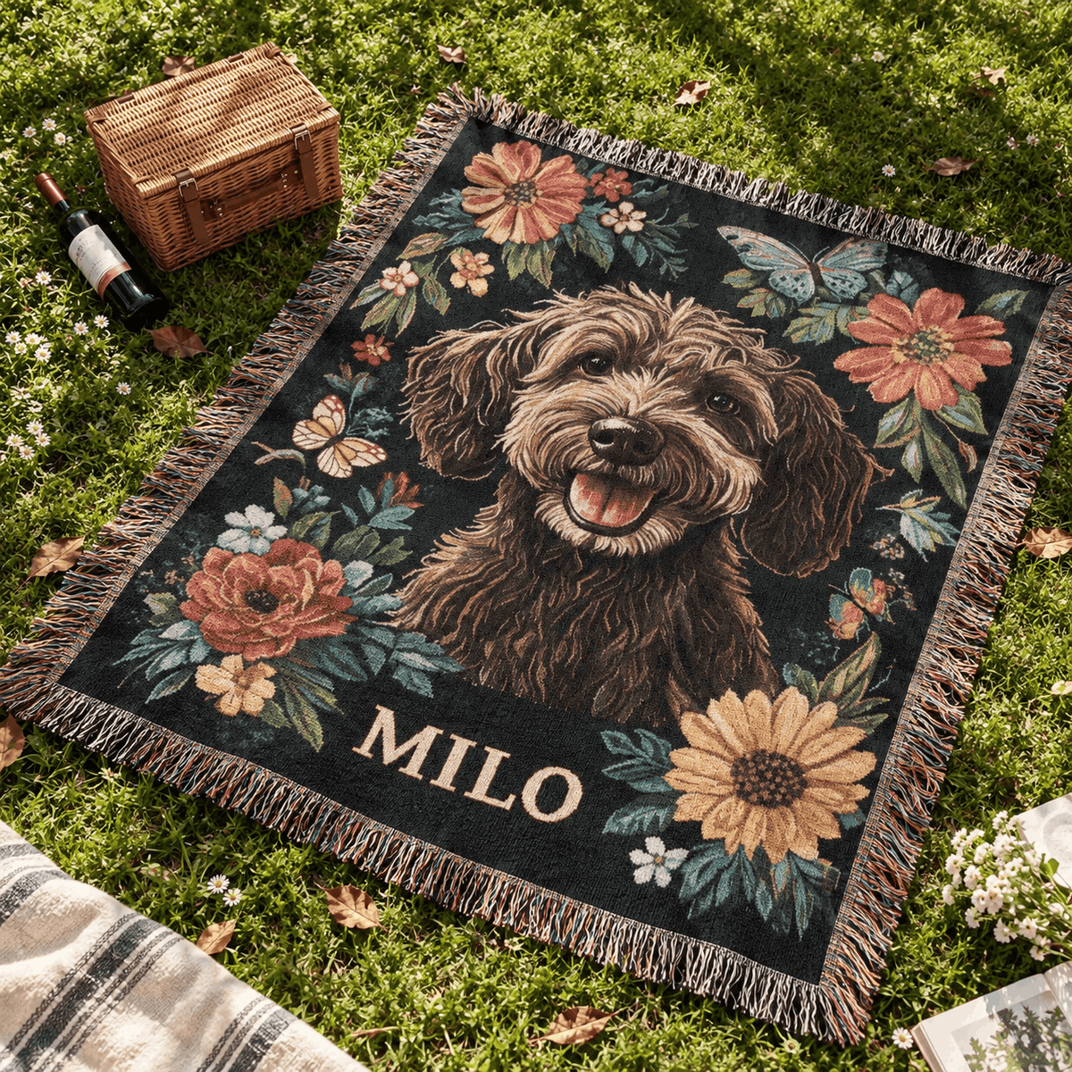 Personalized Custom Photo Dog Tapestry Blanket