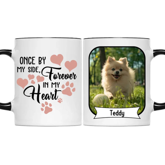 Once By My Side Forever In My Heart Losing Dog Quote | Custom Dog Memorial Two Tone Mug