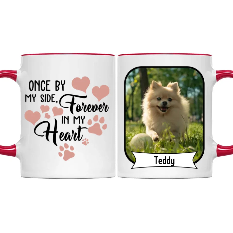 Once By My Side Forever In My Heart Losing Dog Quote | Custom Dog Memorial Two Tone Mug