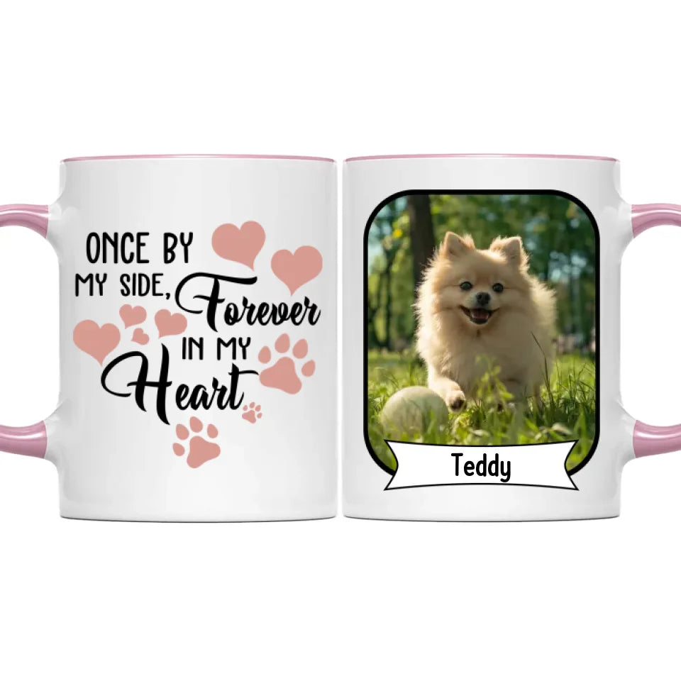 Once By My Side Forever In My Heart Losing Dog Quote | Custom Dog Memorial Two Tone Mug
