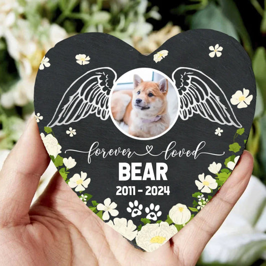 Dog Headstone | Custom Dog Memorial Garden Stone | Heart Shaped Headstone