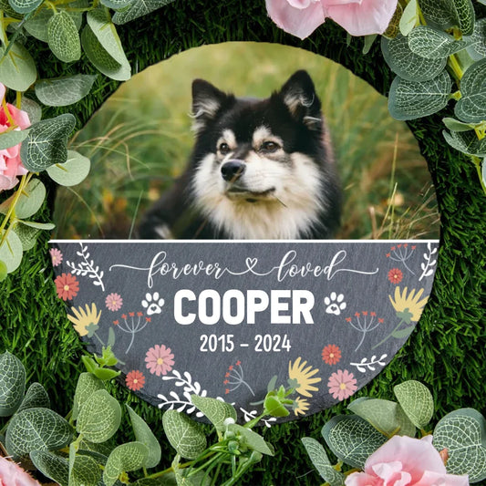 Dog Headstone | Custom Dog Memorial Garden Stone | Circle Headstone