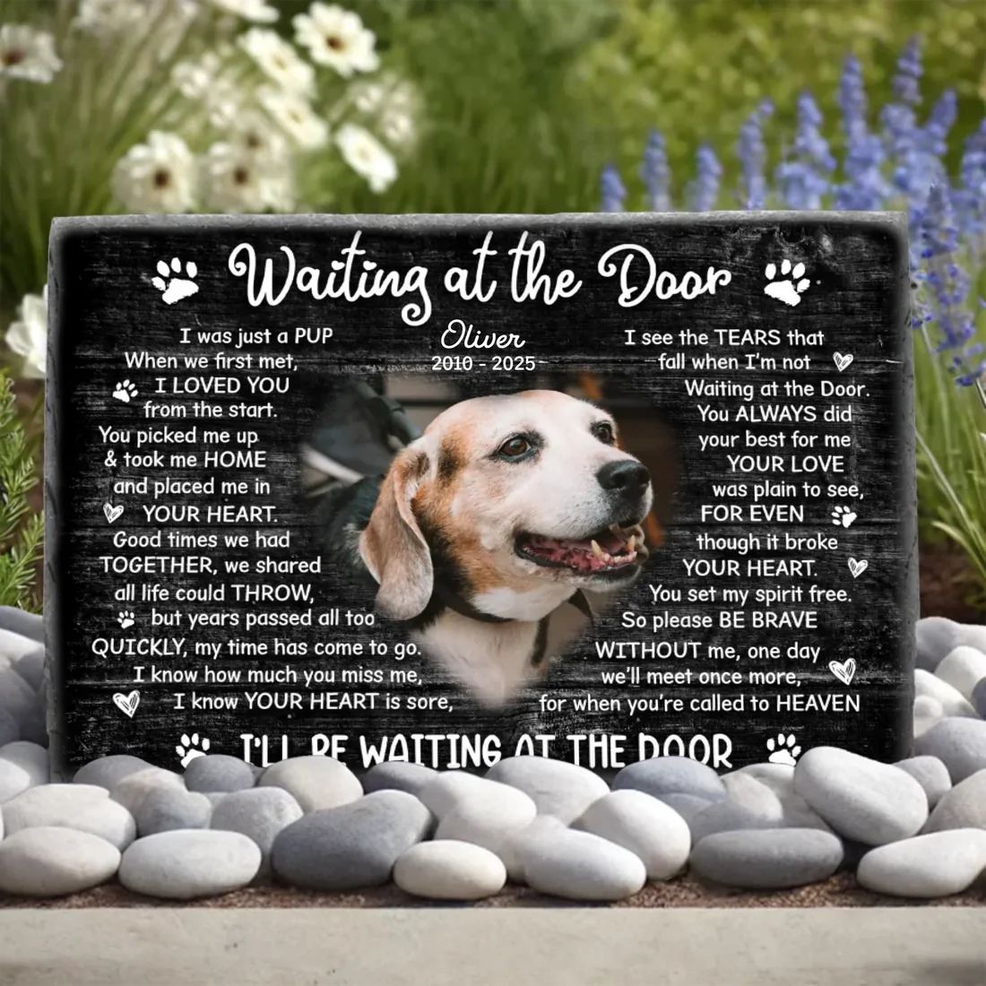 Waiting At The Door Stone | Dog Headstone | Dog Tombstone