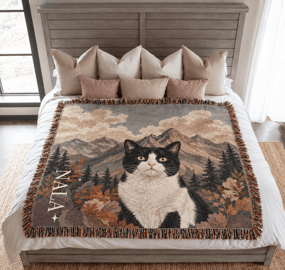 Personalized Custom Photo Cat Tapestry Blanket
