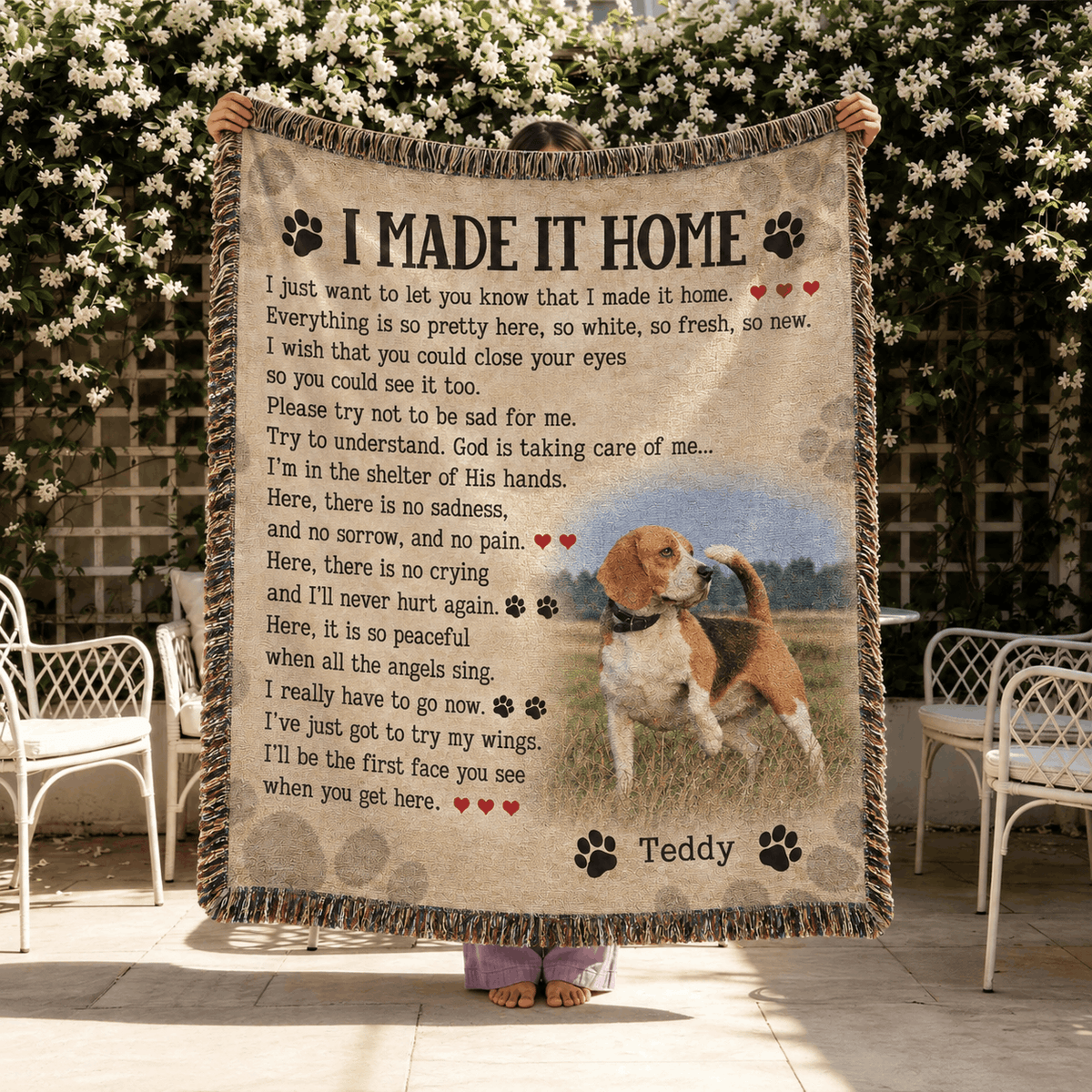I Made It Home Dog Poem |Personalized Custom Photo Dog Tapestry Blanket