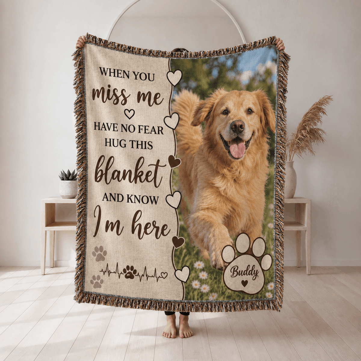 Personalized Custom Photo Memorial Dog Tapestry Blanket