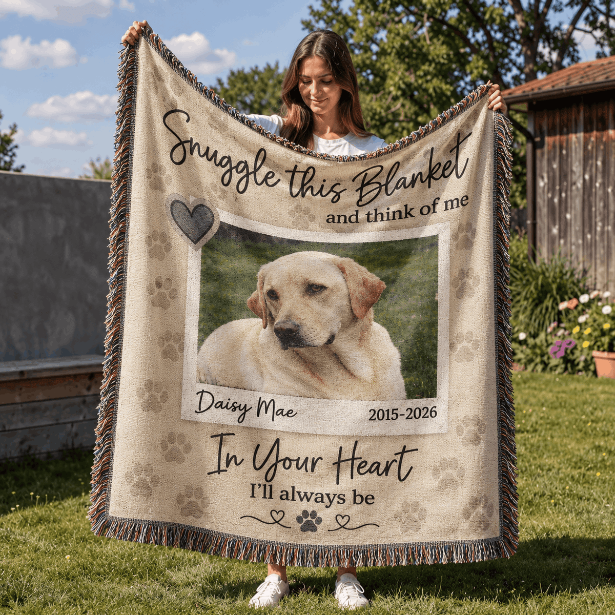 Personalized Custom Photo Dog Woven Blanket