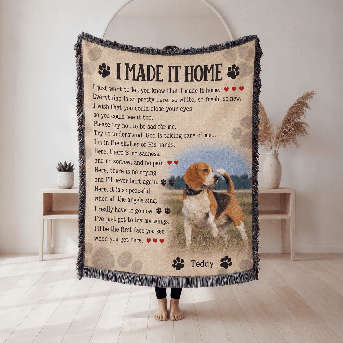 I Made It Home Dog Poem |Personalized Custom Photo Dog Tapestry Blanket