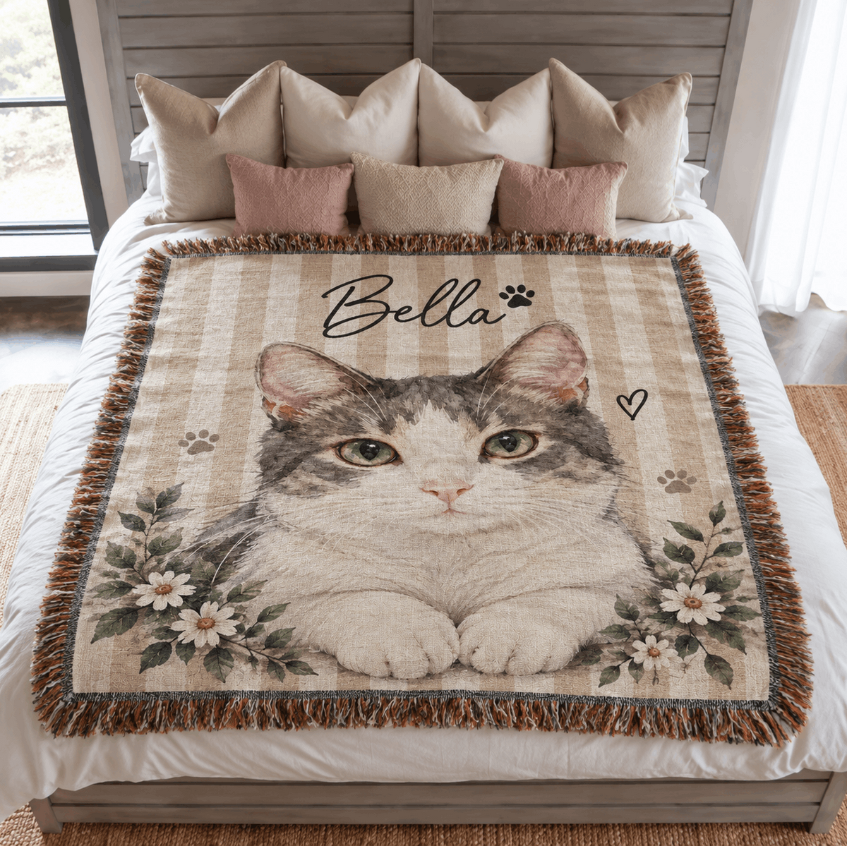 Personalized Custom Photo Cat Tapestry Blanket