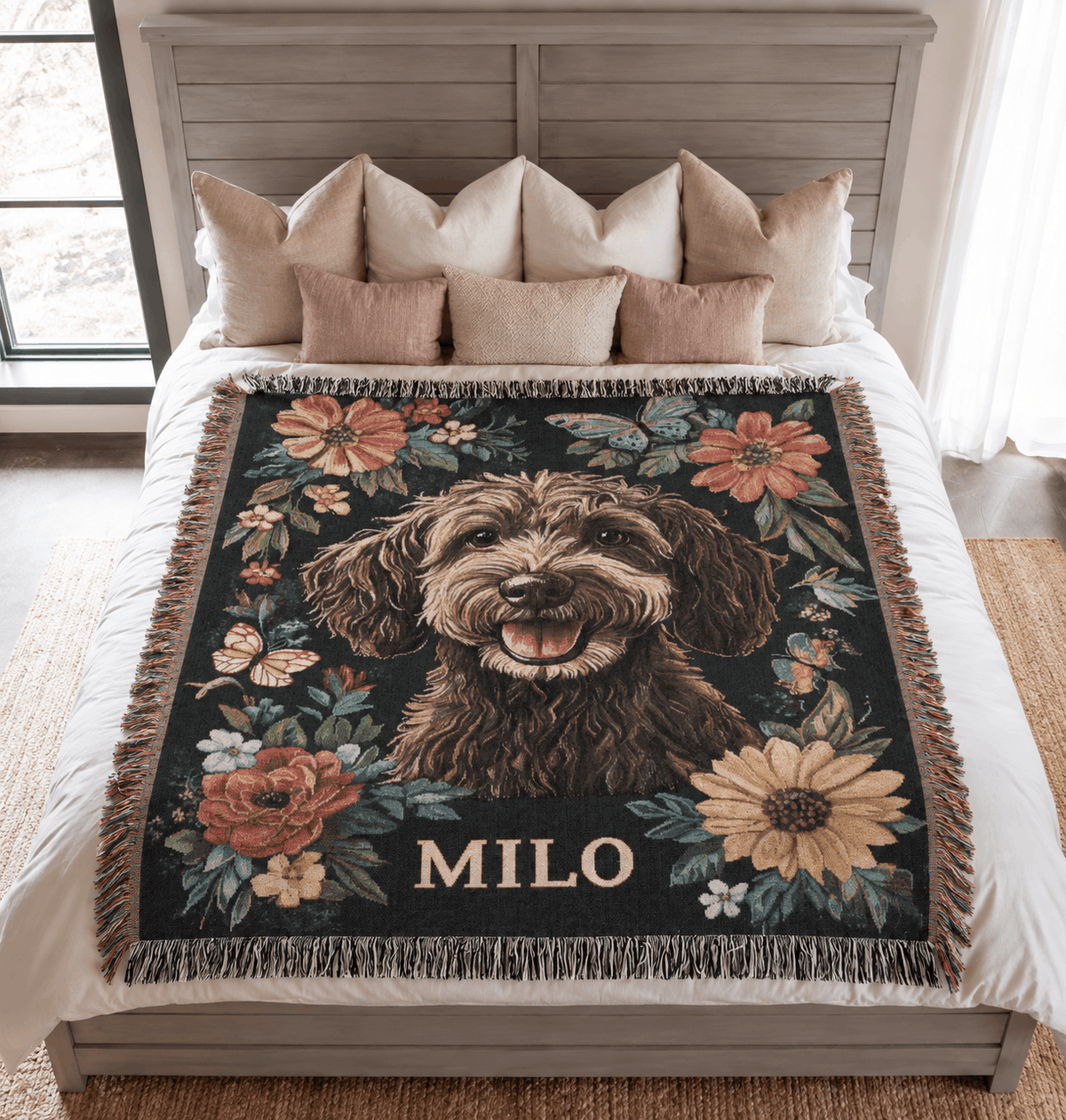 Personalized Custom Photo Dog Tapestry Blanket