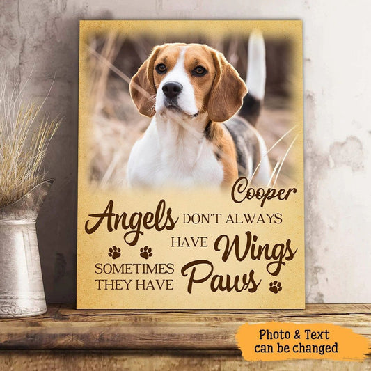 Angels Don't Always Have Wings | Custom Dog Memorial Canvas | Dog Memorial Gifts