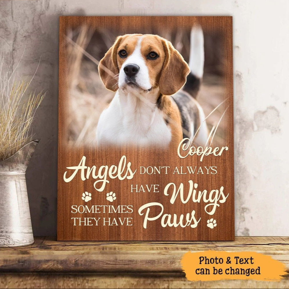 Angels Don't Always Have Wings | Custom Dog Memorial Canvas | Dog Memorial Gifts