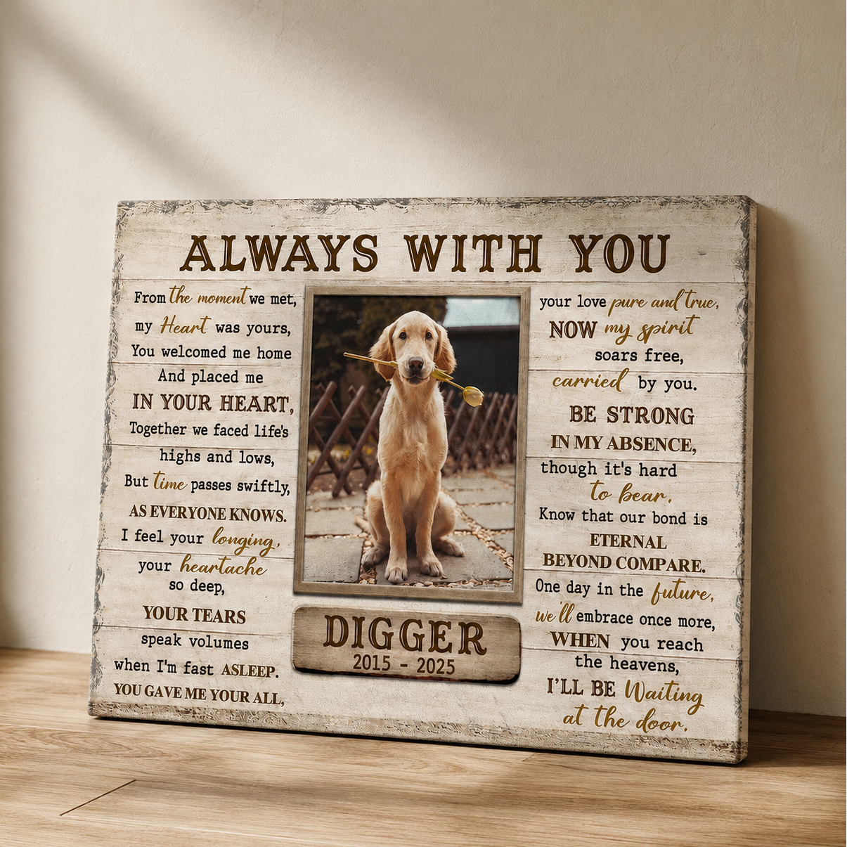 Always With You Poem Custom Dog Memorial Canvas