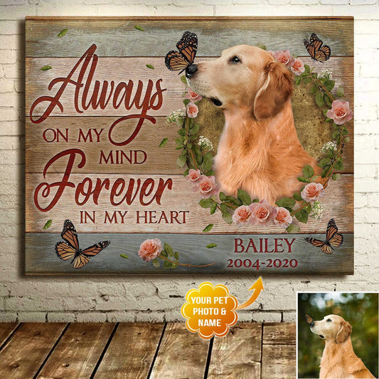 Always On My Mind Quote | Custom Dog Memorial Canvas | Dog Memorial Gifts