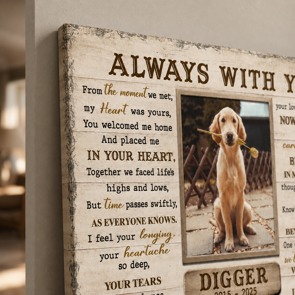 Always With You Poem Custom Dog Memorial Canvas