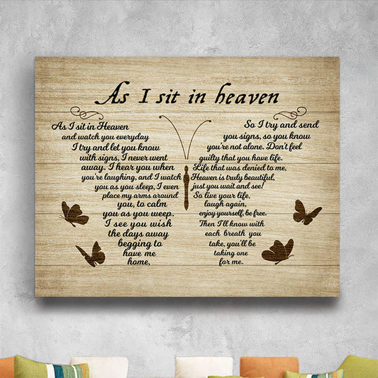As I Sit In Heaven Sympathy Poem For Loss | Memorial Canvas Print