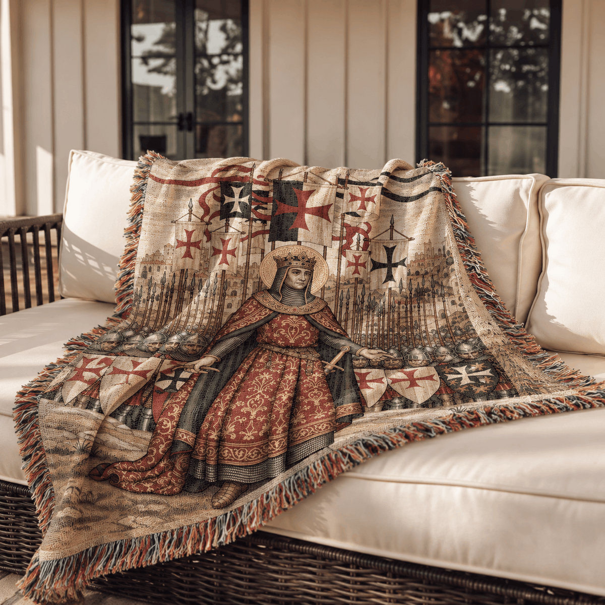 Baldwin IV Jerusalem Tapestry Woven Blanket | Medieval Tapestry Woven Throw Blanket