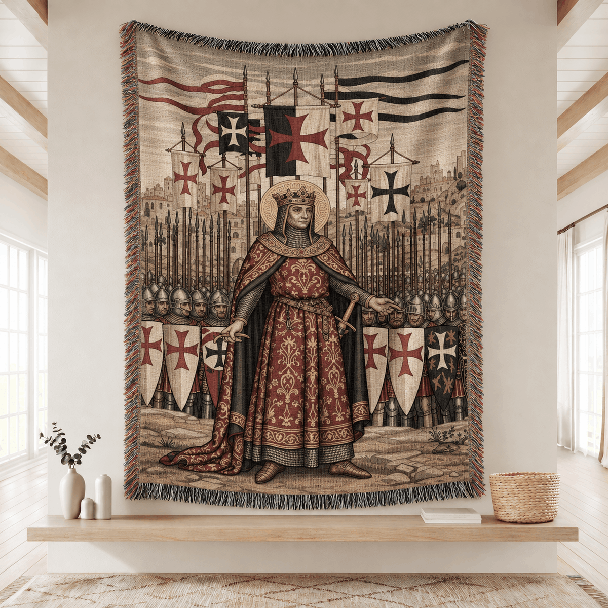 Baldwin IV Jerusalem Tapestry Woven Blanket | Medieval Tapestry Woven Throw Blanket