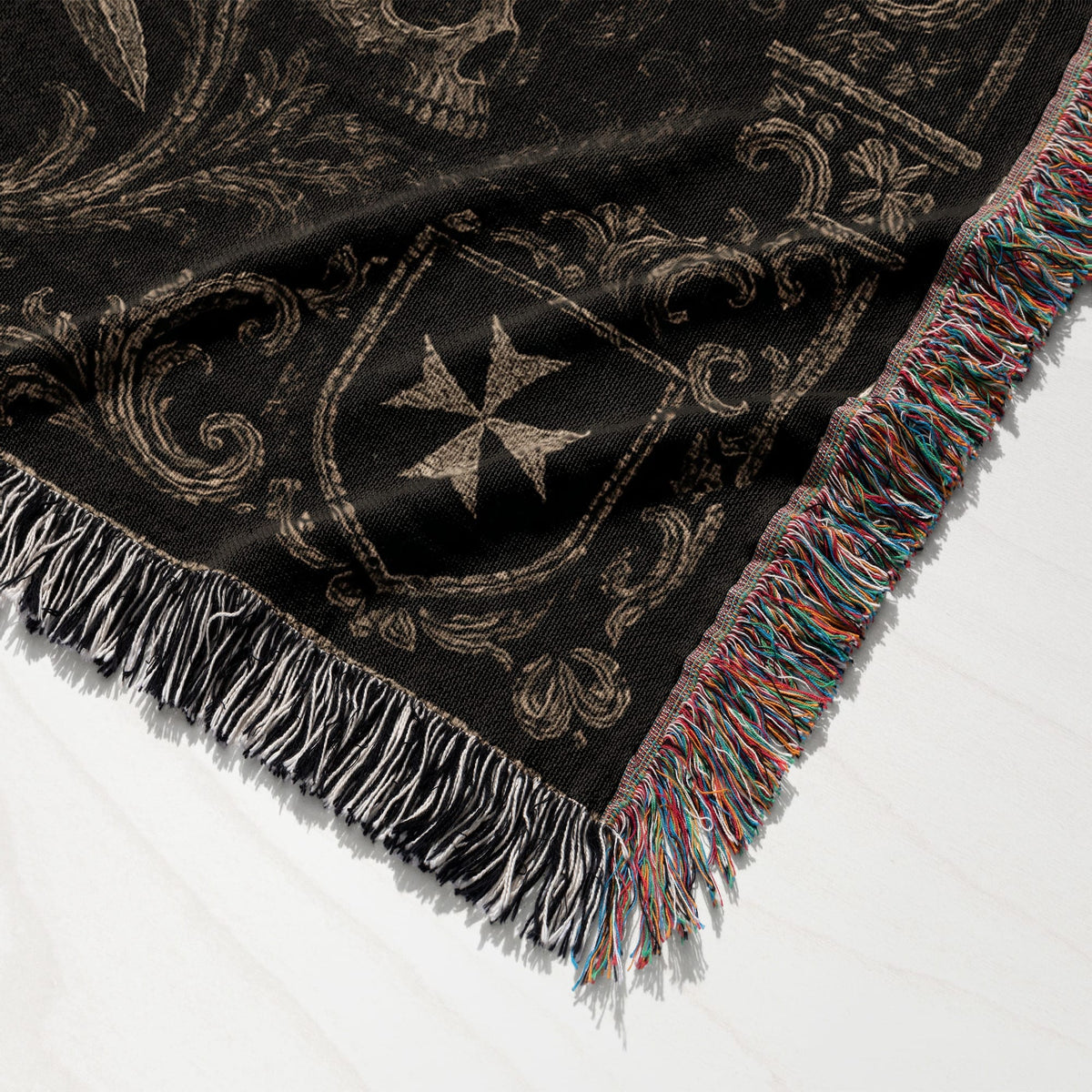 Black Crusader Cross Woven Blanket | Knights Templar Crusader Orders Cross Tapestry