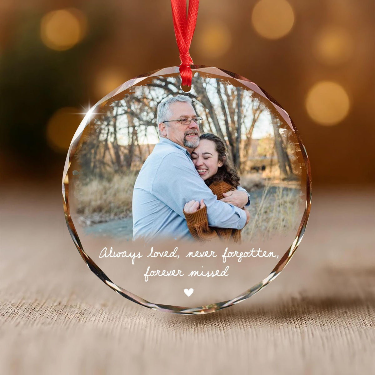 Custom Photo Memorial Crystal Ornament | Always and Forever In My Heart Ornament