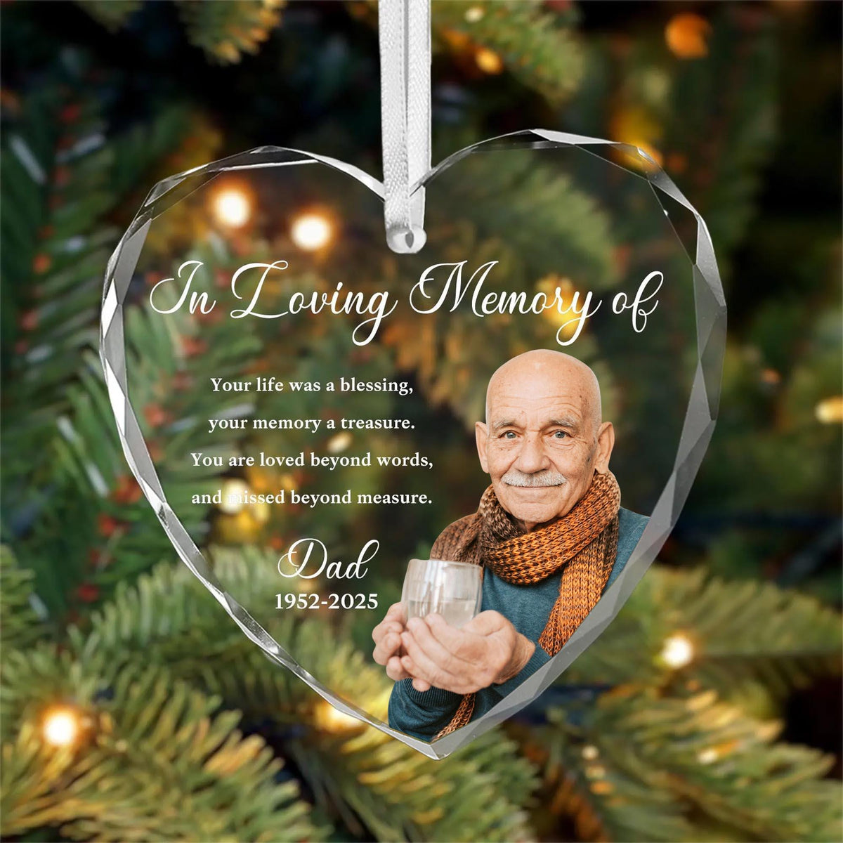 Custom Photo Memorial Crystal Ornament | In Loving Ornament