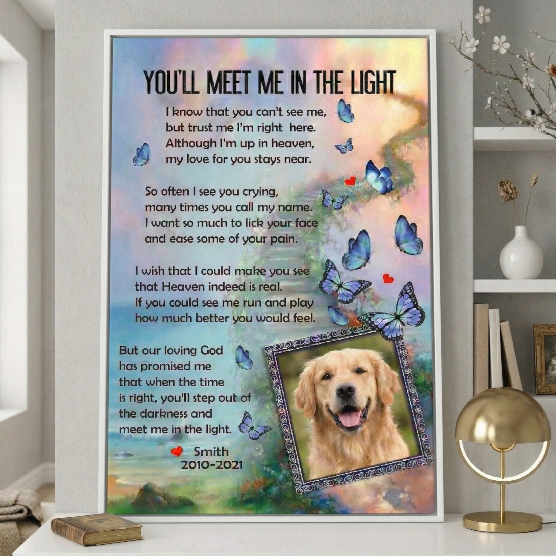 You'll Meet Me In The Light Poem Custom Dog Memorial Canvas Dog Memorial Gifts