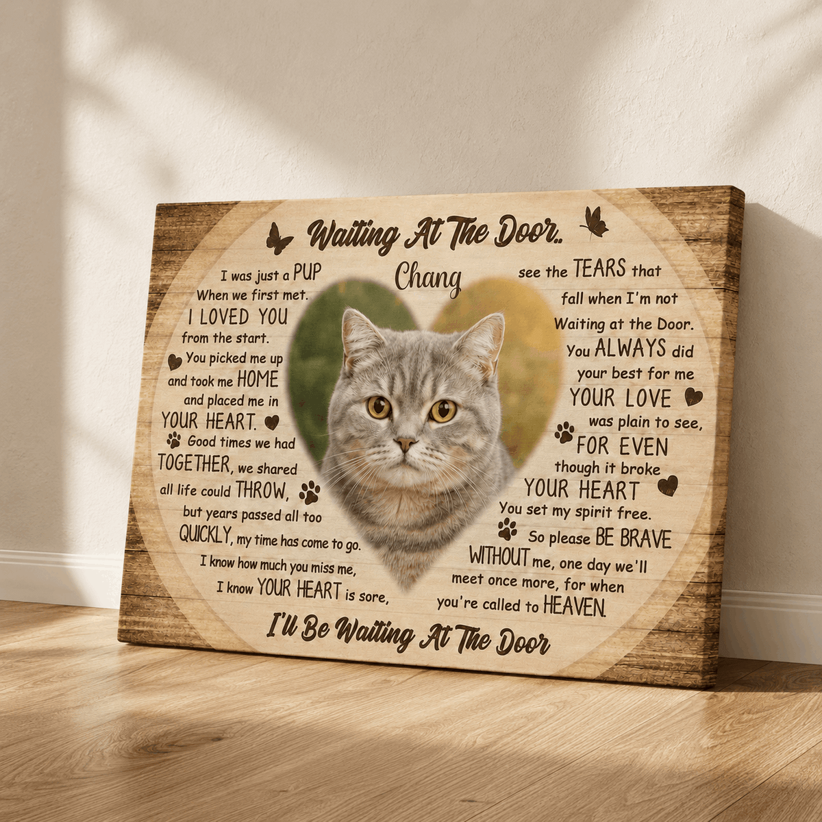Waiting At The Door Poem Custom Cat Memorial Canvas