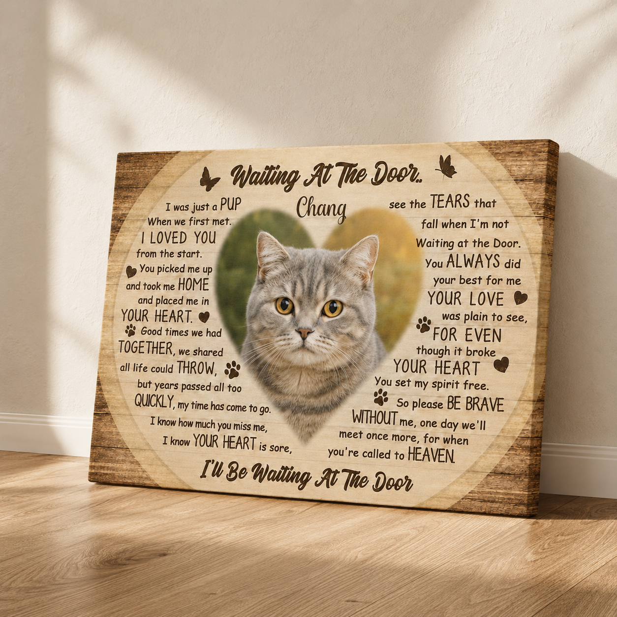 Waiting At The Door Poem Custom Cat Memorial Canvas