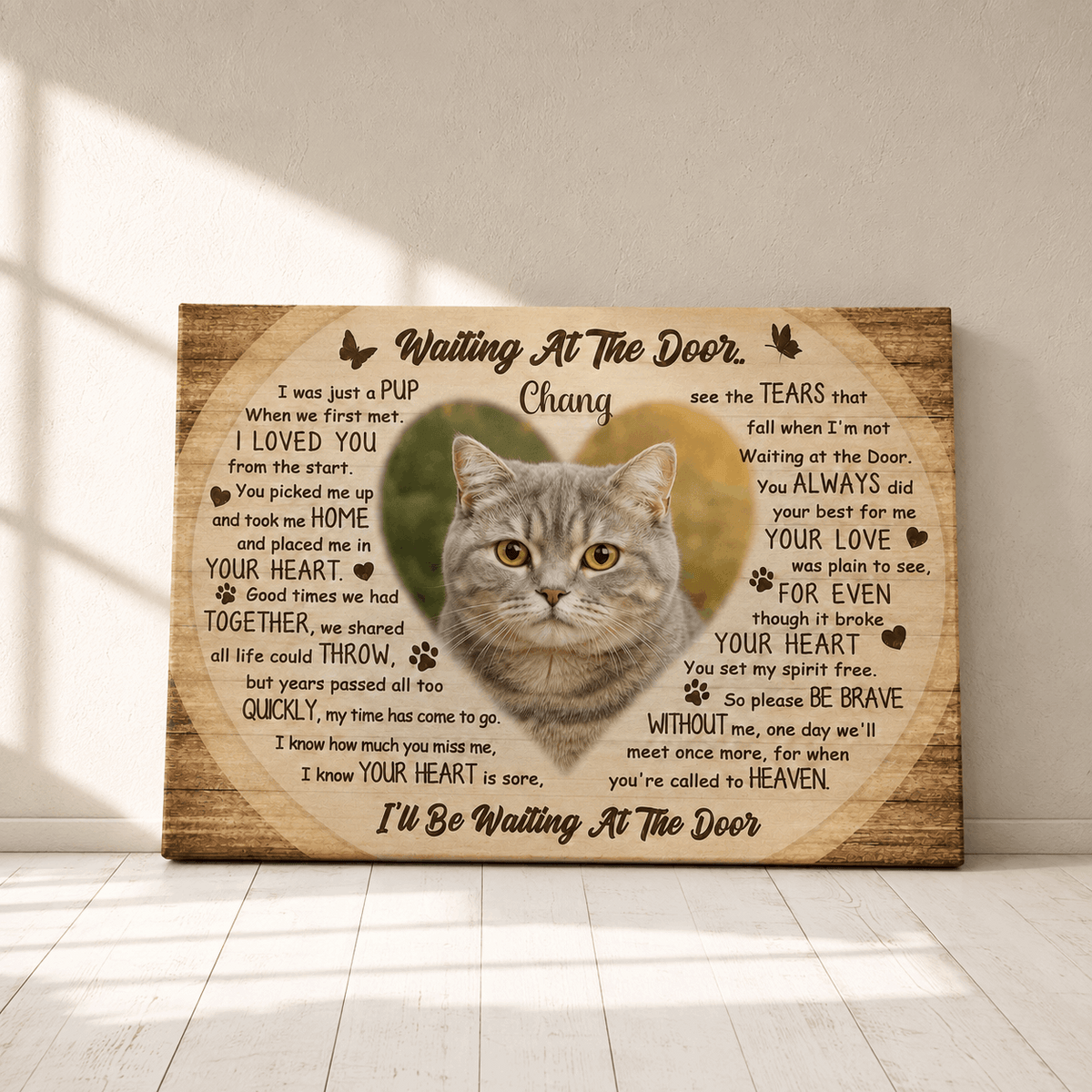 Waiting At The Door Poem | Custom Cat Memorial Canvas | Cat Memorial Gifts
