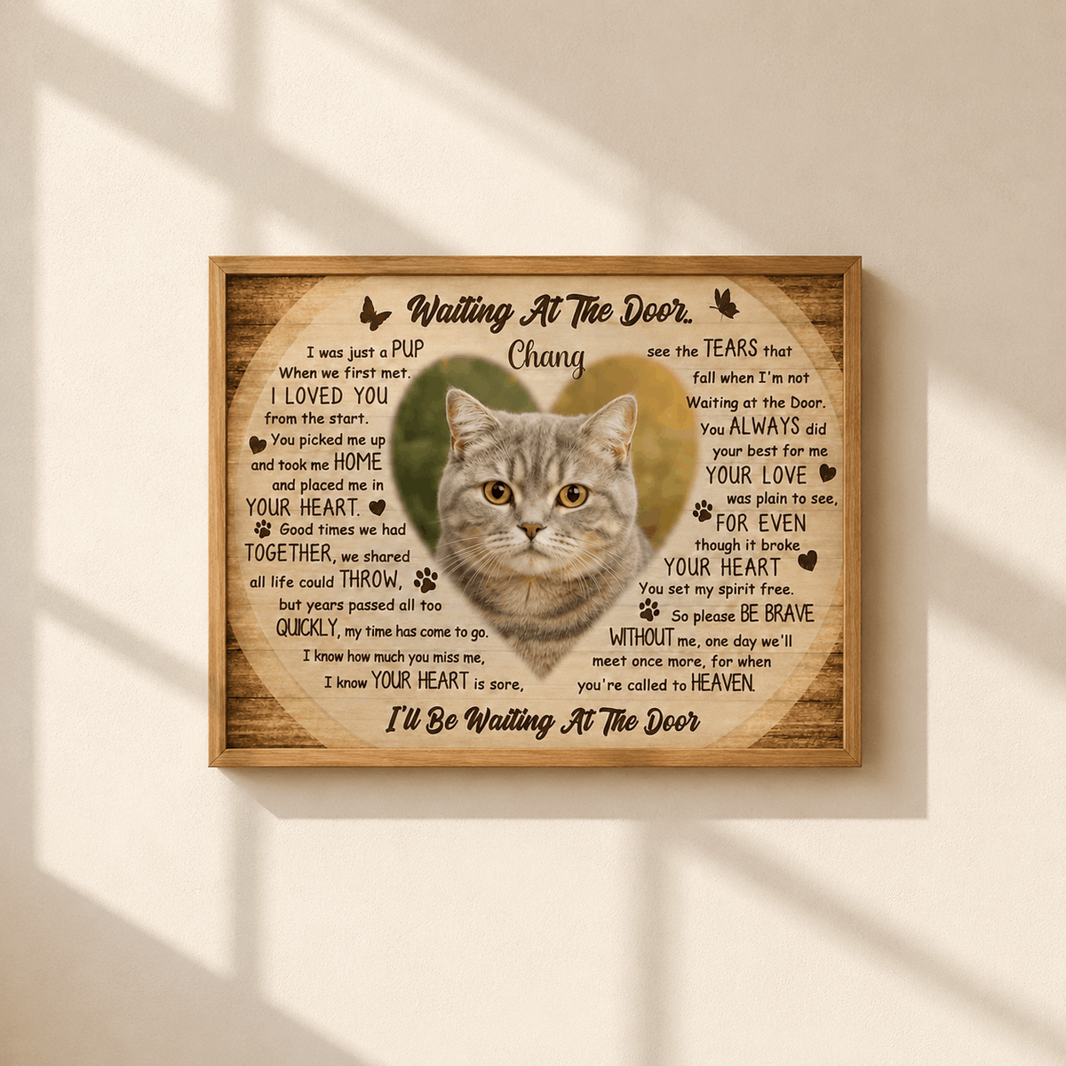 Waiting At The Door Poem | Custom Cat Memorial Canvas | Cat Memorial Gifts