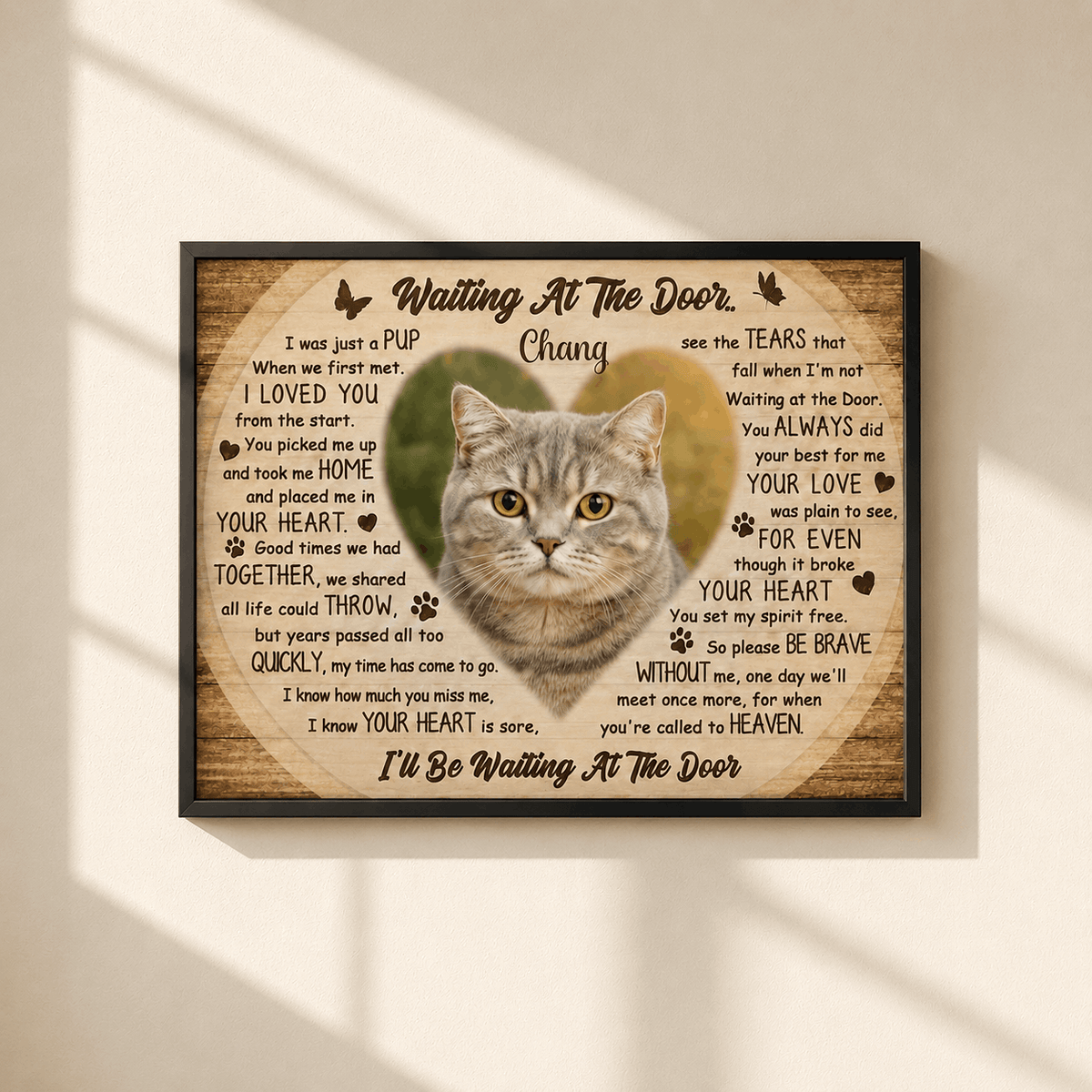 Waiting At The Door Poem | Custom Cat Memorial Canvas | Cat Memorial Gifts