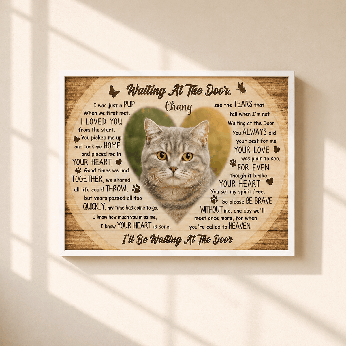 Waiting At The Door Poem | Custom Cat Memorial Canvas | Cat Memorial Gifts