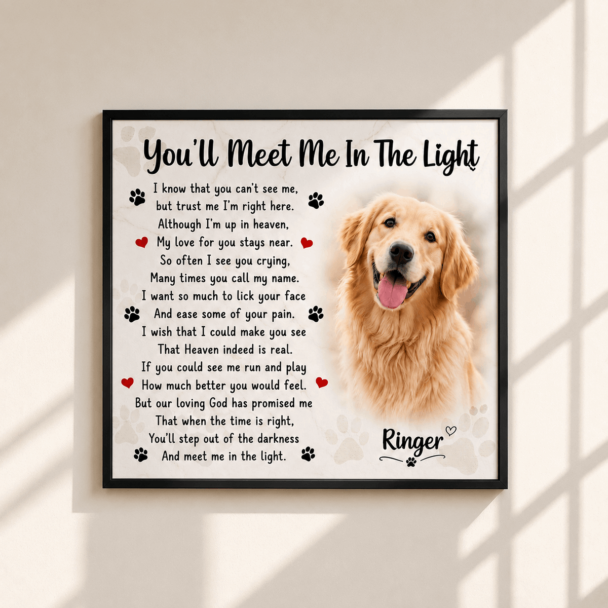 You'll Meet Me In The Light Dog Poem | Dog Memorial Gifts