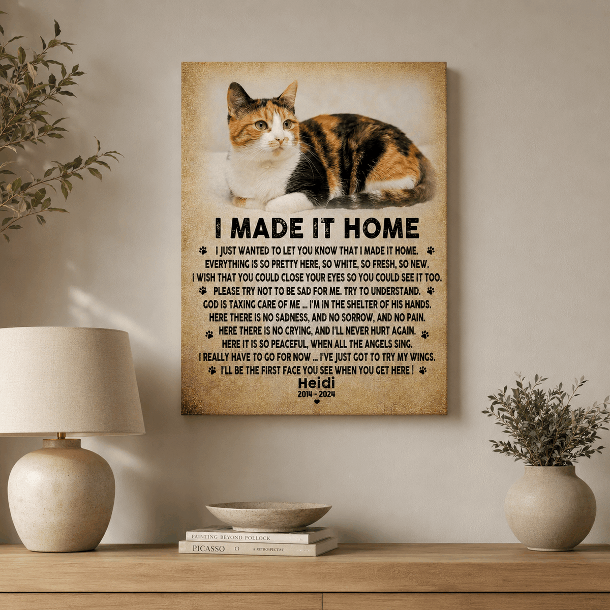 I Made It Home Poem | Custom Cat Memorial Canvas | Cat Memorial Gifts
