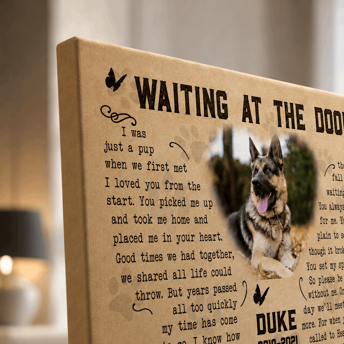 Waiting At The Door Dog Poem | Custom Dog Memorial Canvas Print