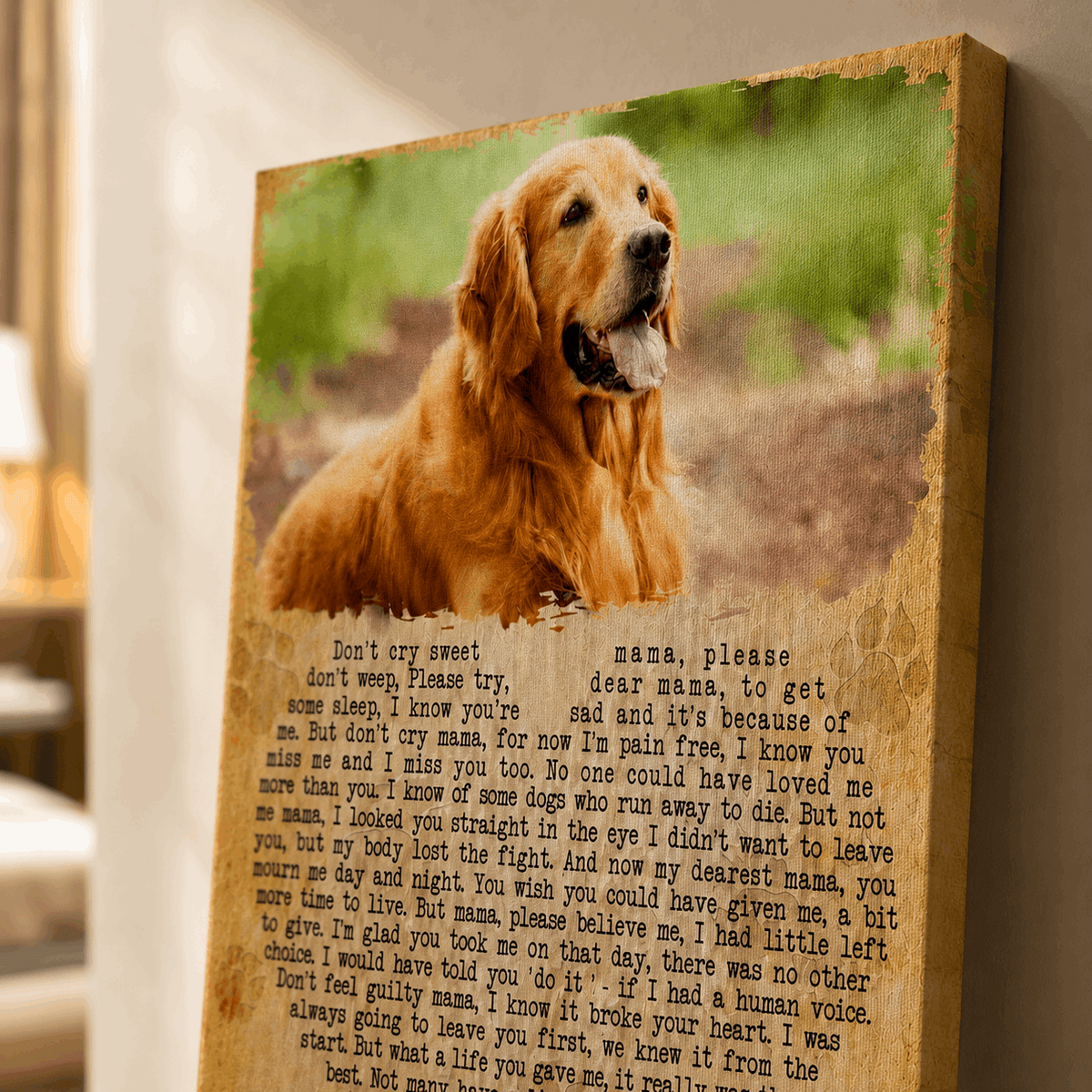 Don't Cry Sweet Mama Dog Poem | Custom Dog Memorial Canvas | Dog Memorial Gifts