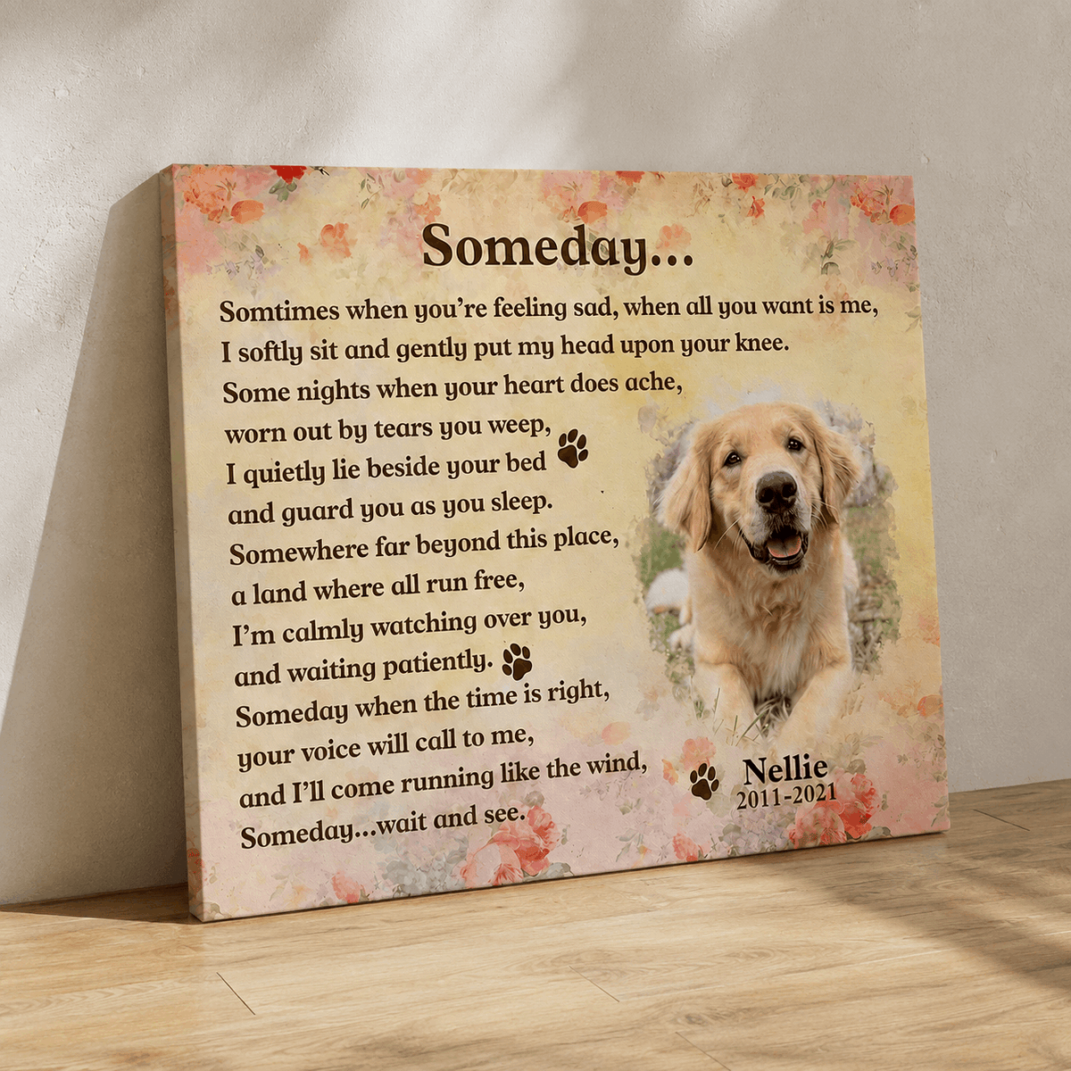 Someday Dog Poem | Custom Dog Memorial Canvas Print