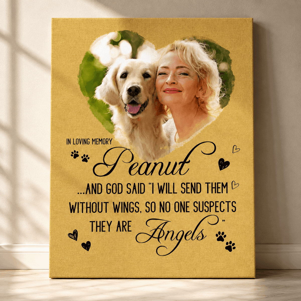 And God Said I Will Send Them Without Wings Losing Dog Quote | Custom Dog Memorial Canvas | Dog Memorial Gifts